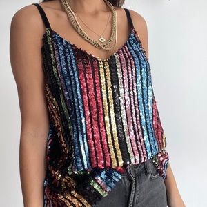 INC rainbow sequined top